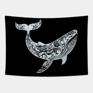 Floral Whale – Majestic Ocean-Inspired Art Tapestry