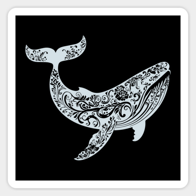 Floral Whale – Majestic Ocean-Inspired Art Magnet by TuncGK