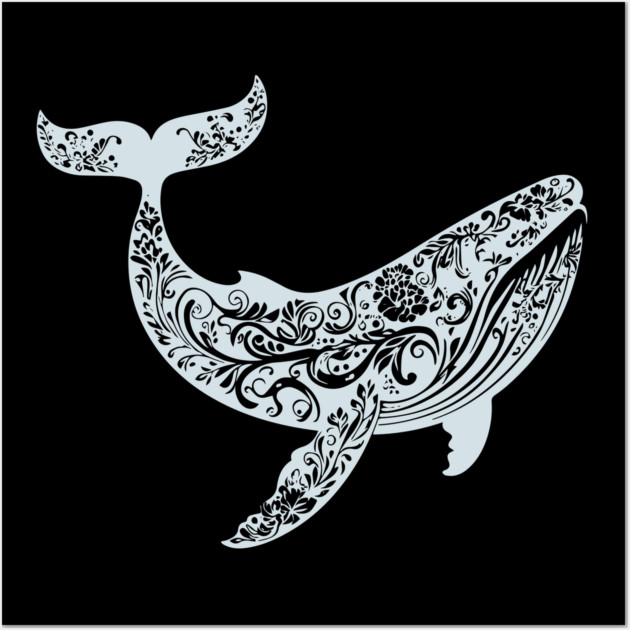 Floral Whale – Majestic Ocean-Inspired Art Wall Art by TuncGK