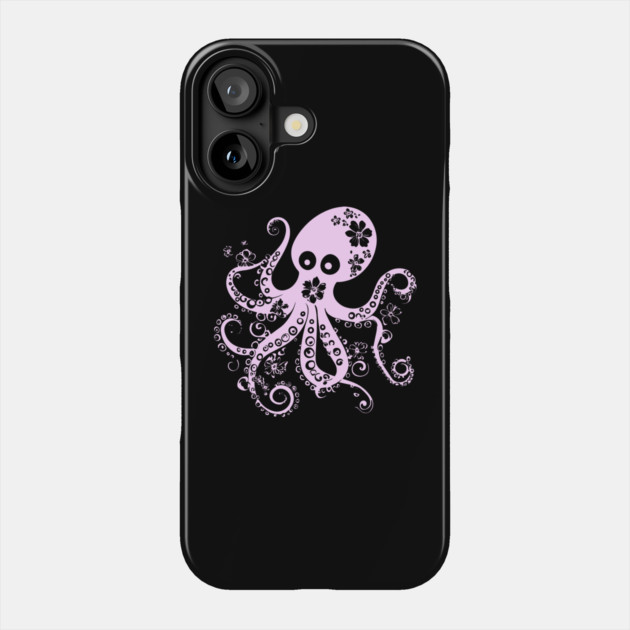 Floral Octopus – Aesthetic Sea Creature with Style Phone Case by TuncGK