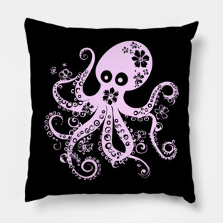 Floral Octopus – Aesthetic Sea Creature with Style Pillow