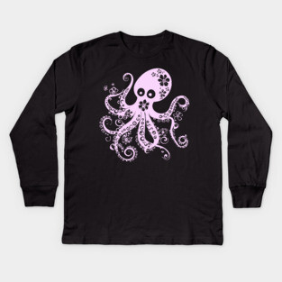 Floral Octopus – Aesthetic Sea Creature with Style Kids Long Sleeve T-Shirt