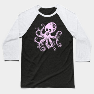 Floral Octopus – Aesthetic Sea Creature with Style Baseball T-Shirt