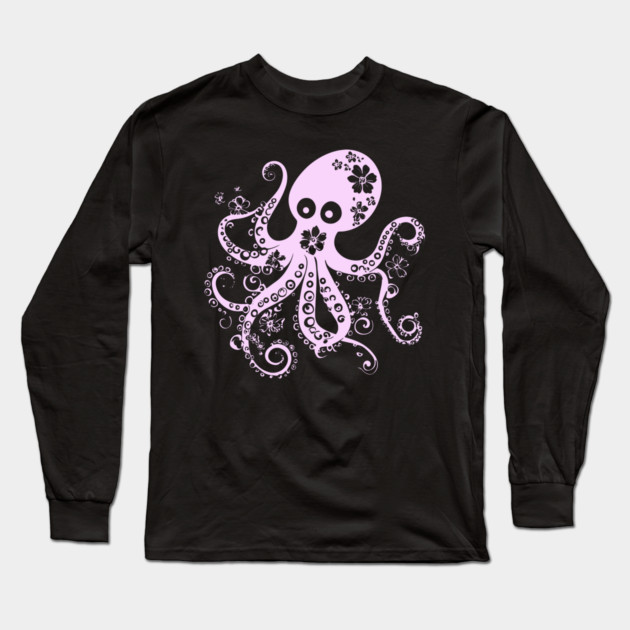 Floral Octopus – Aesthetic Sea Creature with Style Long Sleeve T-Shirt by TuncGK