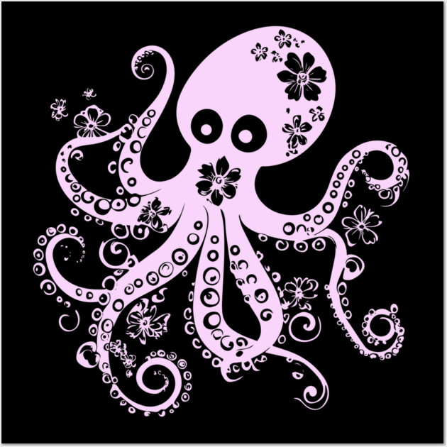 Floral Octopus – Aesthetic Sea Creature with Style Wall Art by TuncGK