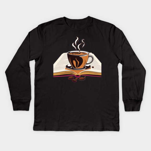 Coffee break with Books and Bliss Kids Long Sleeve T-Shirt by SR8891