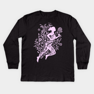 Floral Runner Girl – Graceful Movement Meets Art Kids Long Sleeve T-Shirt