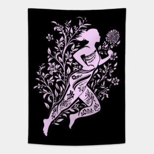 Floral Runner Girl – Graceful Movement Meets Art Tapestry