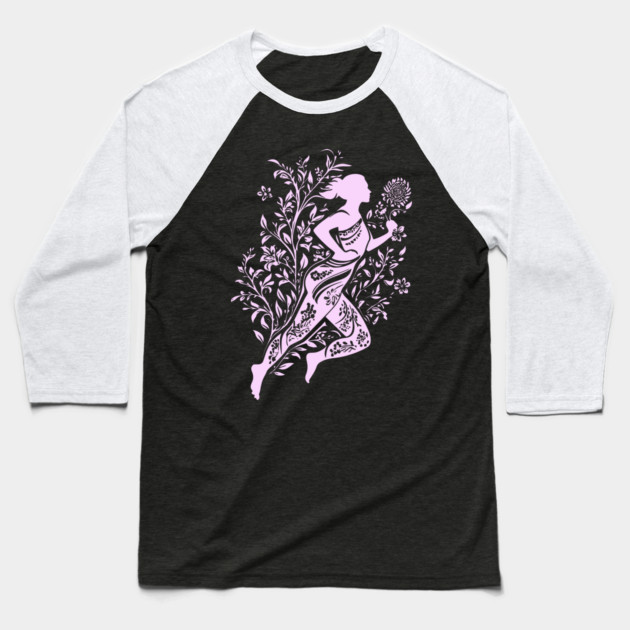 Floral Runner Girl – Graceful Movement Meets Art Baseball T-Shirt by TuncGK