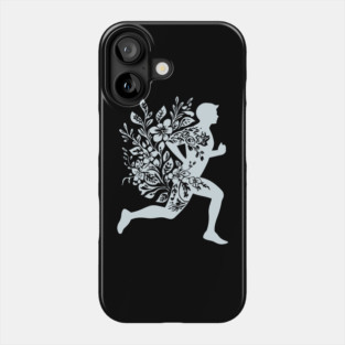 Floral Running Man – Strength, Motion & Nature Combined Phone Case