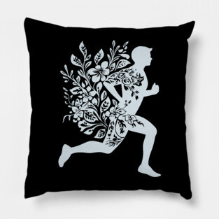 Floral Running Man – Strength, Motion & Nature Combined Pillow