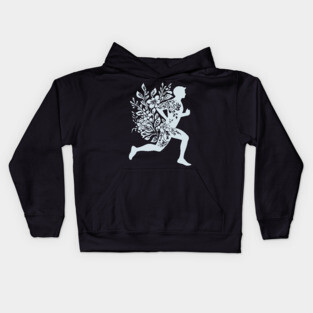 Floral Running Man – Strength, Motion & Nature Combined Kids Hoodie