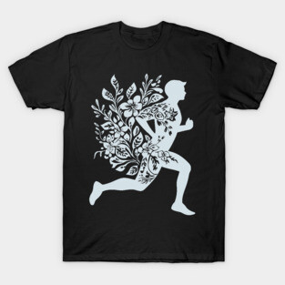 Floral Running Man – Strength, Motion & Nature Combined T-Shirt