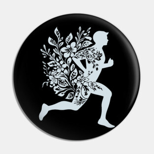 Floral Running Man – Strength, Motion & Nature Combined Pin