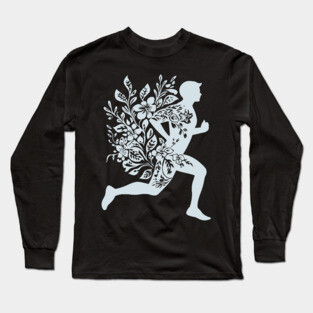 Floral Running Man – Strength, Motion & Nature Combined Long Sleeve T-Shirt