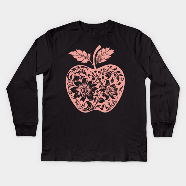 Floral Apple – Aesthetic Fruit with Artistic Touch Kids Long Sleeve T-Shirt by TuncGK