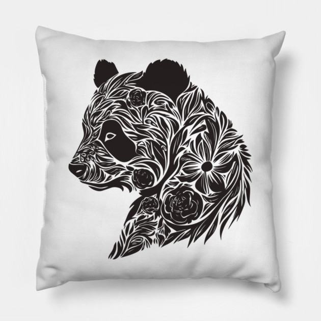 Floral Panda – The Cutest Bear Meets Botanical Elegance Pillow by TuncGK
