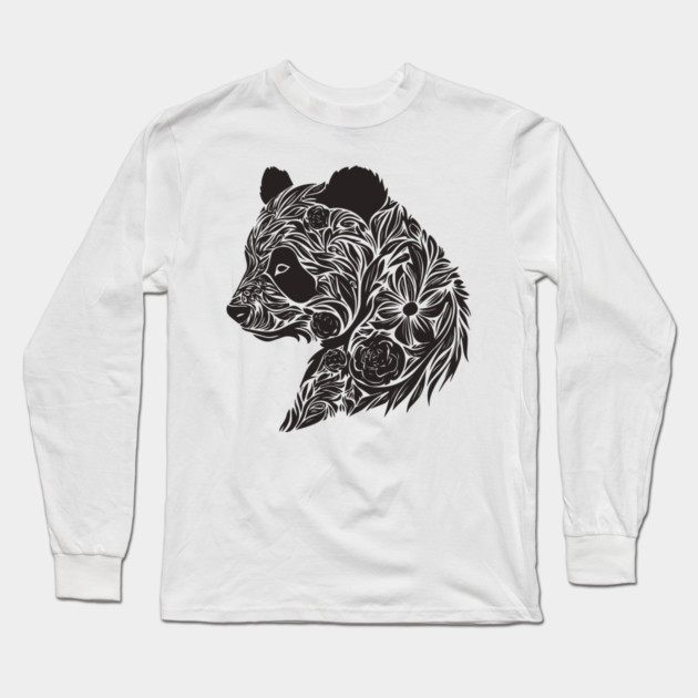 Floral Panda – The Cutest Bear Meets Botanical Elegance Long Sleeve T-Shirt by TuncGK