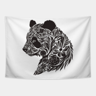Floral Panda – The Cutest Bear Meets Botanical Elegance Tapestry