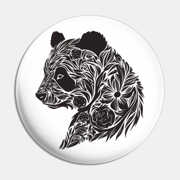 Floral Panda – The Cutest Bear Meets Botanical Elegance Pin by TuncGK