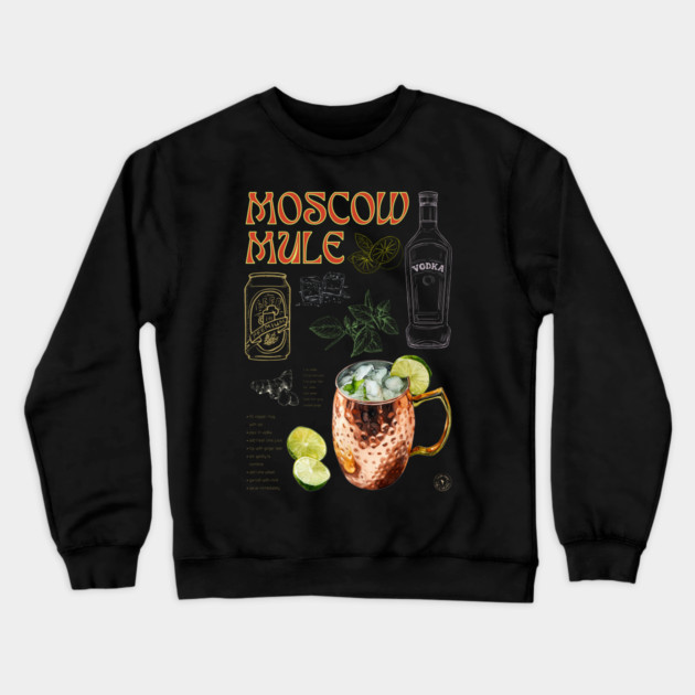 Moscow Mule Cocktail Recipe Vintage Chalkboard Bar Art Crewneck Sweatshirt by TuncGK
