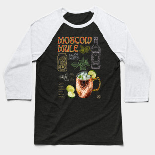 Moscow Mule Cocktail Recipe Vintage Chalkboard Bar Art Baseball T-Shirt