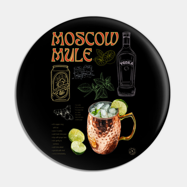 Moscow Mule Cocktail Recipe Vintage Chalkboard Bar Art Pin by TuncGK