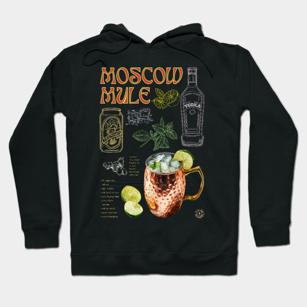 Moscow Mule Cocktail Recipe Vintage Chalkboard Bar Art Hoodie by TuncGK