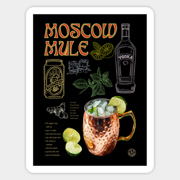 Moscow Mule Cocktail Recipe Vintage Chalkboard Bar Art Magnet by TuncGK