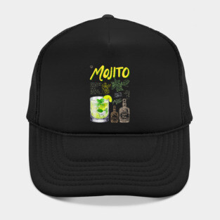 Classic Mojito Cocktail Recipe Vintage Chalkboard Print Hat