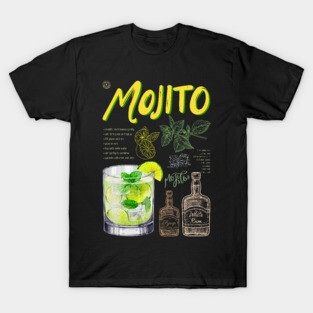 Classic Mojito Cocktail Recipe Vintage Chalkboard Print T-Shirt