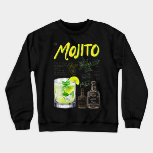 Classic Mojito Cocktail Recipe Vintage Chalkboard Print Crewneck Sweatshirt