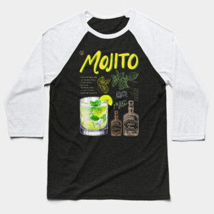 Classic Mojito Cocktail Recipe Vintage Chalkboard Print Baseball T-Shirt