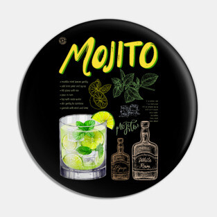 Classic Mojito Cocktail Recipe Vintage Chalkboard Print Pin