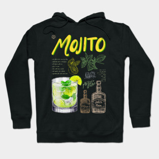 Classic Mojito Cocktail Recipe Vintage Chalkboard Print Hoodie