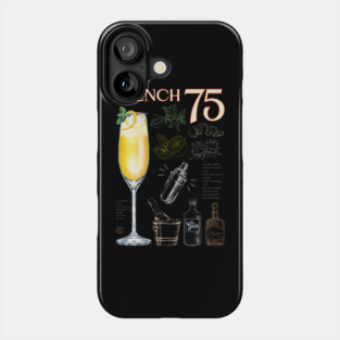 French 75 Cocktail Recipe Vintage Chalkboard Art for Mixology Lovers Phone Case