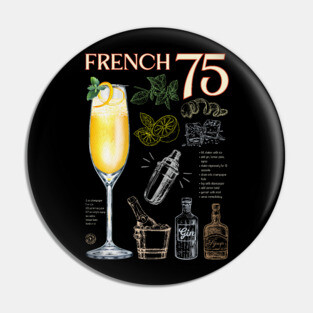 French 75 Cocktail Recipe Vintage Chalkboard Art for Mixology Lovers Pin