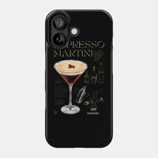 Elegant Espresso Martini Cocktail Recipe Vintage Chalkboard Art Phone Case