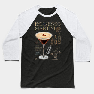 Elegant Espresso Martini Cocktail Recipe Vintage Chalkboard Art Baseball T-Shirt