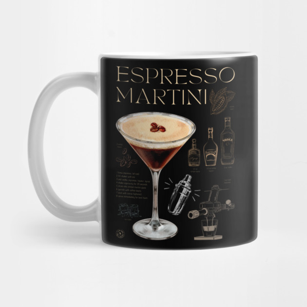 Elegant Espresso Martini Cocktail Recipe Vintage Chalkboard Art by TuncGK