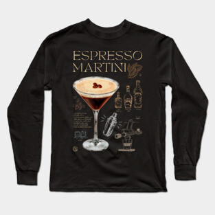 Elegant Espresso Martini Cocktail Recipe Vintage Chalkboard Art Long Sleeve T-Shirt