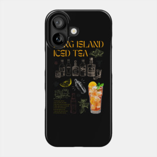 Vintage Long Island Iced Tea Cocktail Recipe Chalkboard Art Phone Case