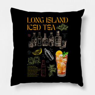 Vintage Long Island Iced Tea Cocktail Recipe Chalkboard Art Pillow