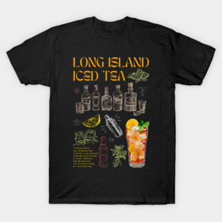 Vintage Long Island Iced Tea Cocktail Recipe Chalkboard Art T-Shirt