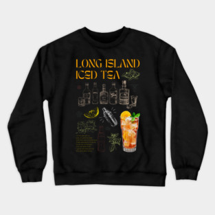 Vintage Long Island Iced Tea Cocktail Recipe Chalkboard Art Crewneck Sweatshirt