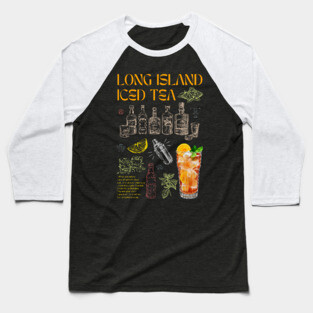Vintage Long Island Iced Tea Cocktail Recipe Chalkboard Art Baseball T-Shirt