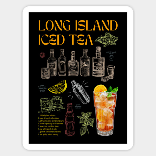 Vintage Long Island Iced Tea Cocktail Recipe Chalkboard Art Magnet by TuncGK