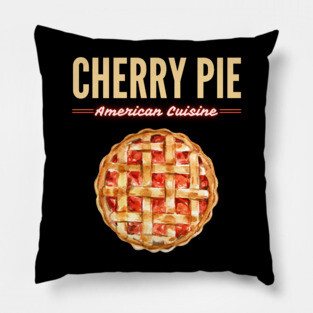 Classic Cherry Pie American Diner Food Illustration Pillow