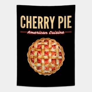 Classic Cherry Pie American Diner Food Illustration Tapestry