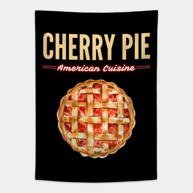 Classic Cherry Pie American Diner Food Illustration Tapestry by TuncGK
